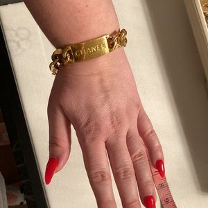 Chanel logo bracelet choker gold